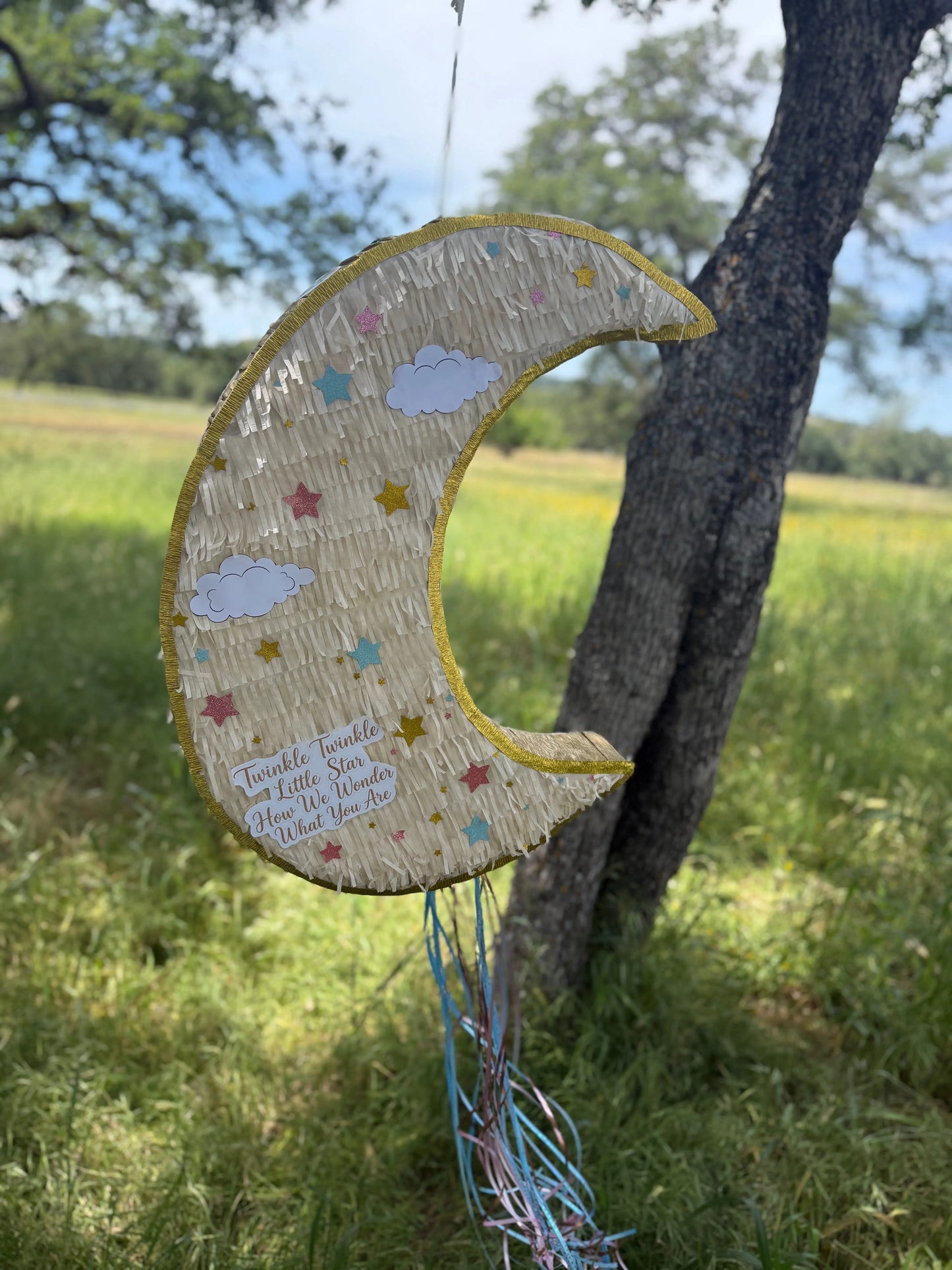 Baby Shower Moon Piñata 26x20 for Party Decorations | Large Handmade 2D Party Piñata PinataBloom