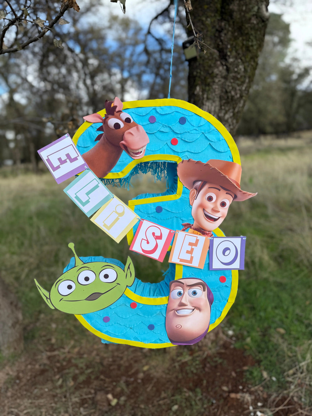 Cowboy Space Adventure Custom Number Piñata | Large Handmade 2D Birthday Party Decoration