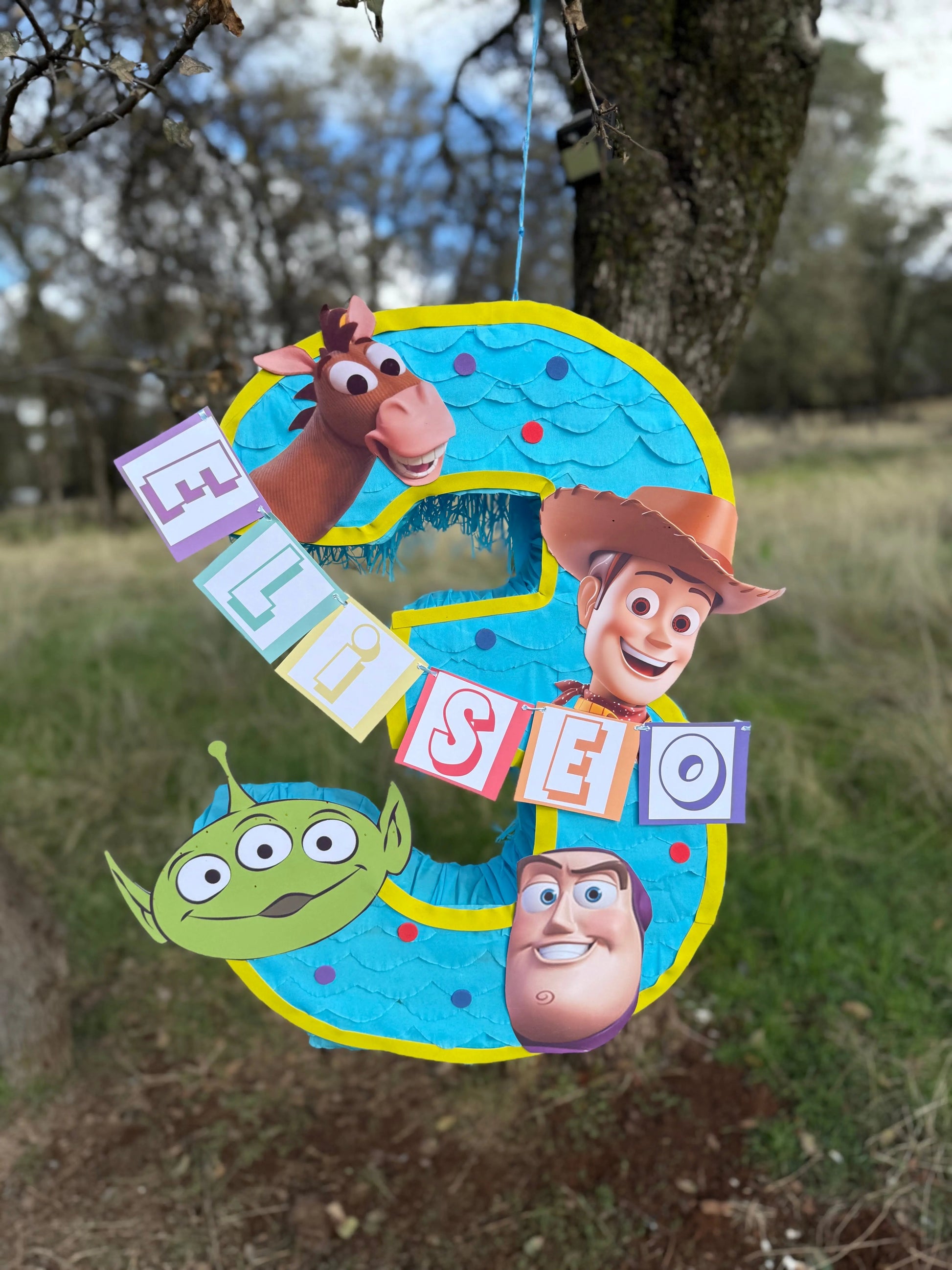 Cowboy Space Adventure Custom Number Piñata | Large Handmade 2D Birthday Party Decoration PinataBloom