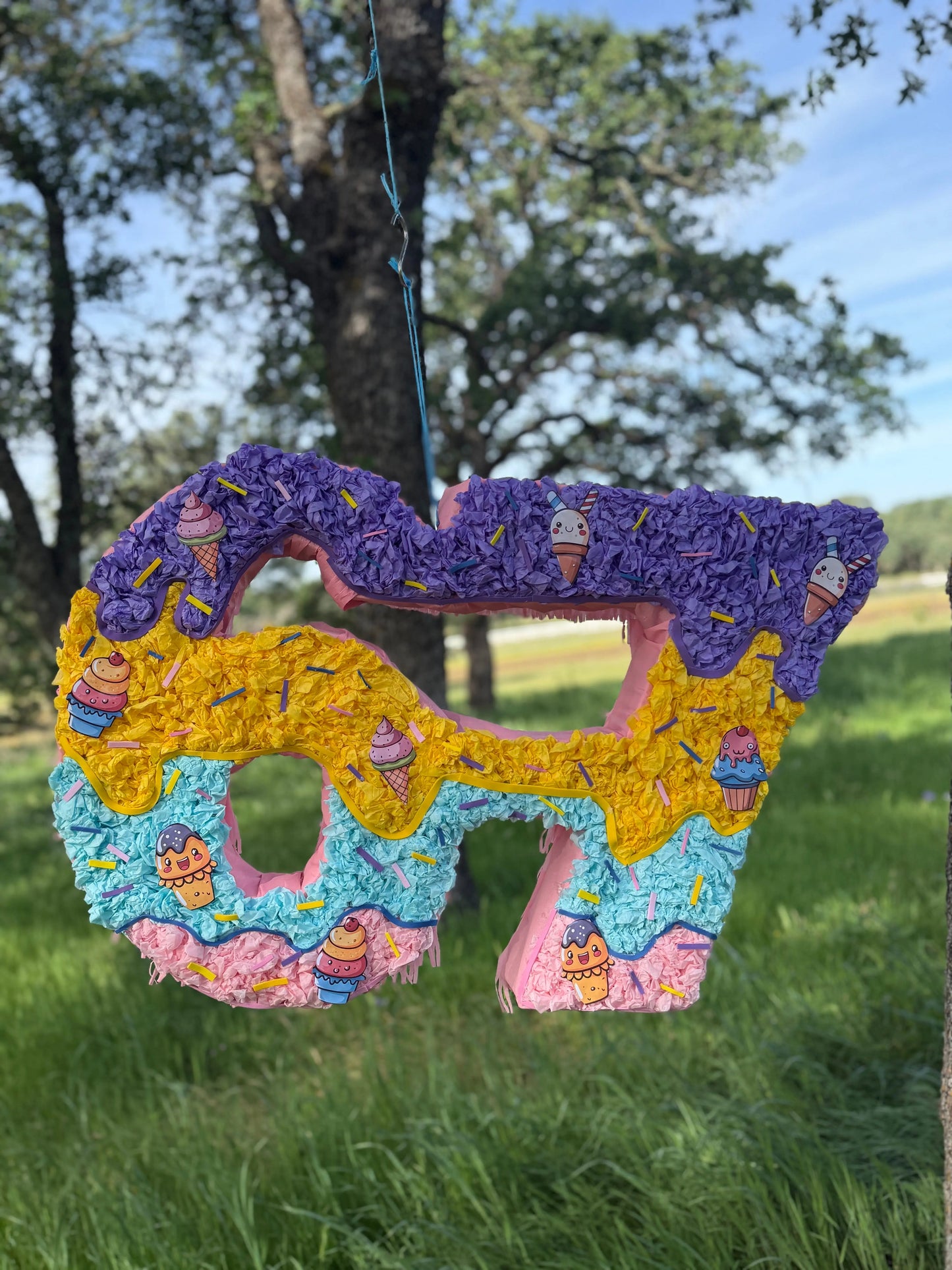 Ice Cream Drip 67 Piñata, Pastel Sweet Treat Birthday Decoration, Sprinkle Candy Theme Party Decor, Kids Trendy Number Piñata PinataBloom