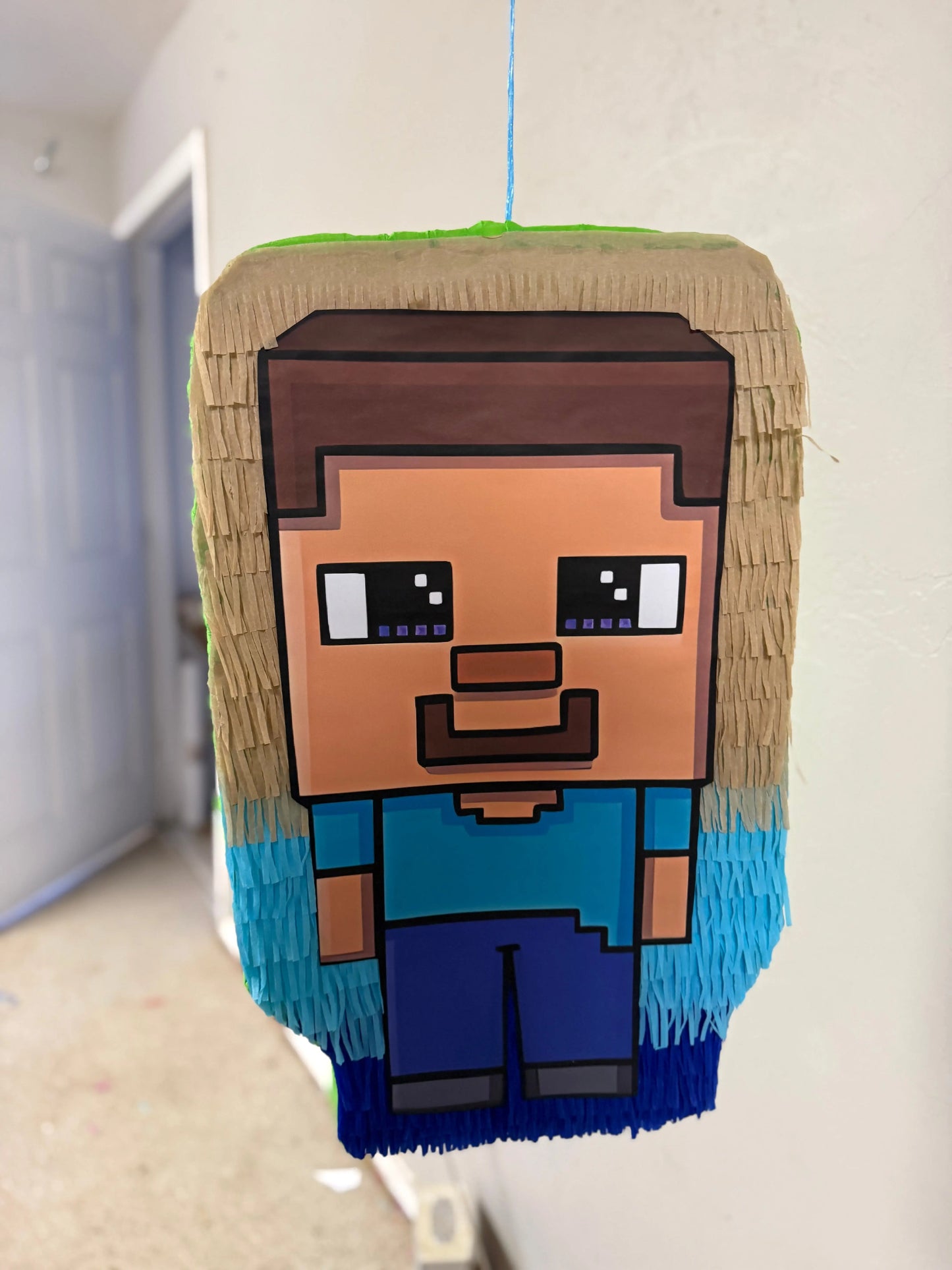 Minecraft Steve Inspired Piñata for Birthday Party Decorations | Large Handmade 2D Party Piñata PinataBloom