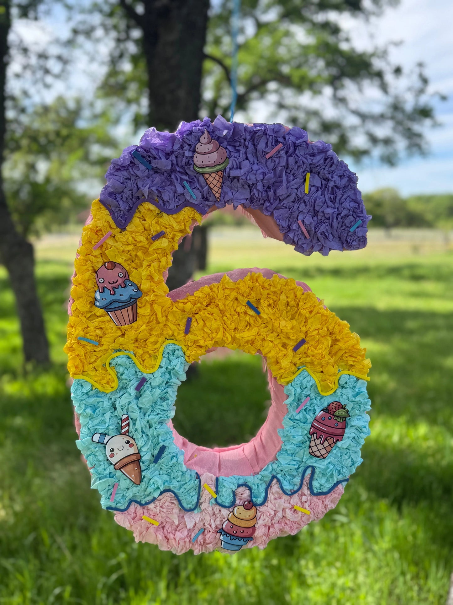 Ice Cream Number Piñata: Custom Birthday Party Decor 24"x18"x4" and 30"x20"x4" PinataBloom