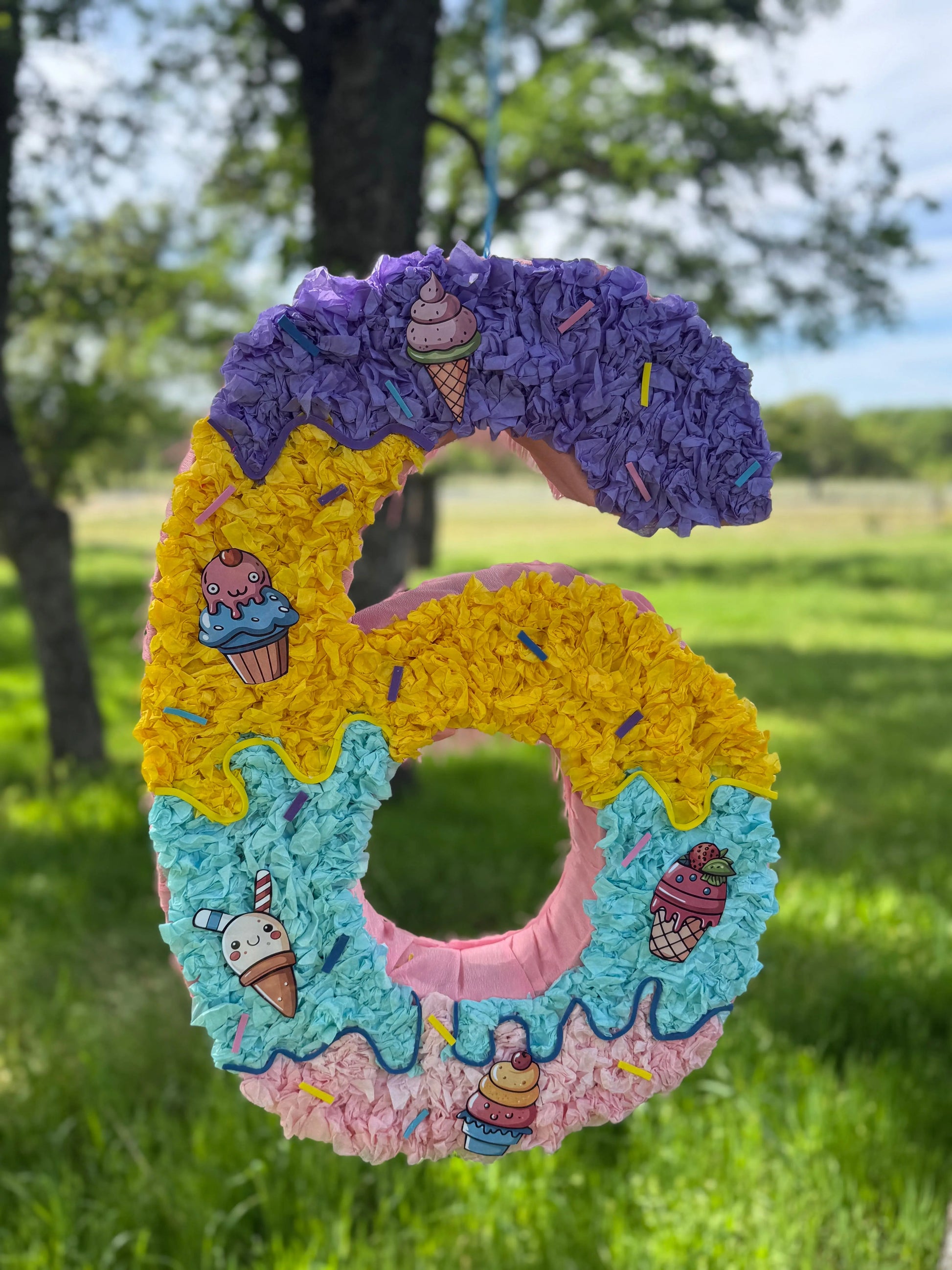 Ice Cream Number Piñata: Custom Birthday Party Decor 24"x18"x4" and 30"x20"x4" PinataBloom