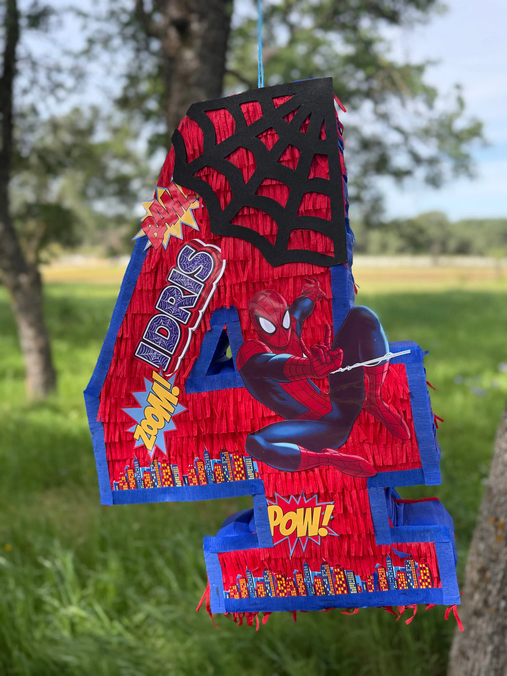 Superhero Web Hero Number Piñata | Large Handmade 2D Birthday Party Piñata
