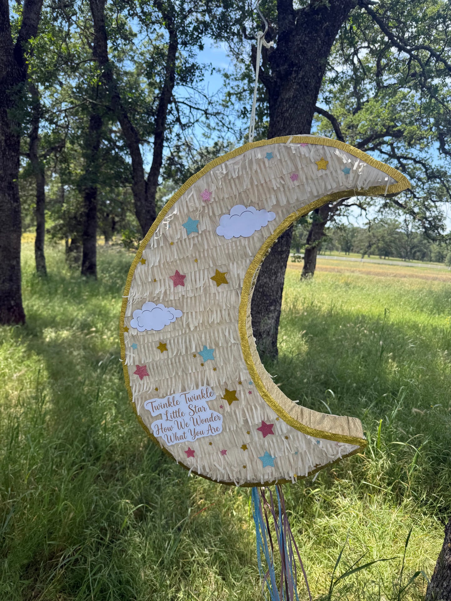 Baby Shower Moon Piñata 26x20 for Party Decorations | Large Handmade 2D Party Piñata PinataBloom