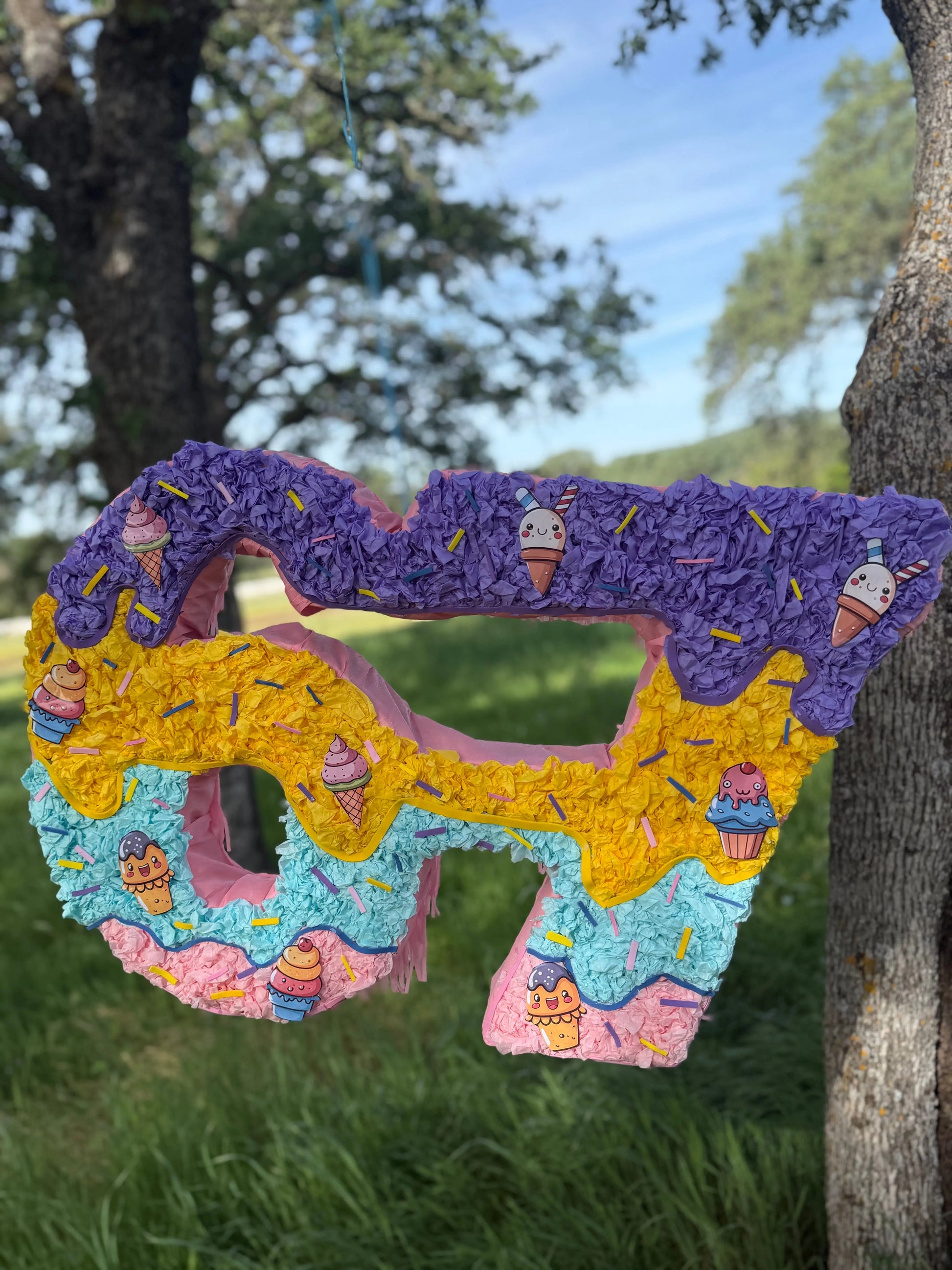 Ice Cream Drip 67 Piñata, Pastel Sweet Treat Birthday Decoration, Sprinkle Candy Theme Party Decor, Kids Trendy Number Piñata PinataBloom