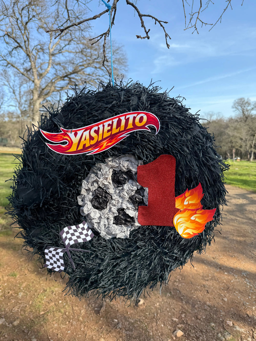 Racing Tire Inspired Piñata | Large Handmade 2D Car Party Decoration