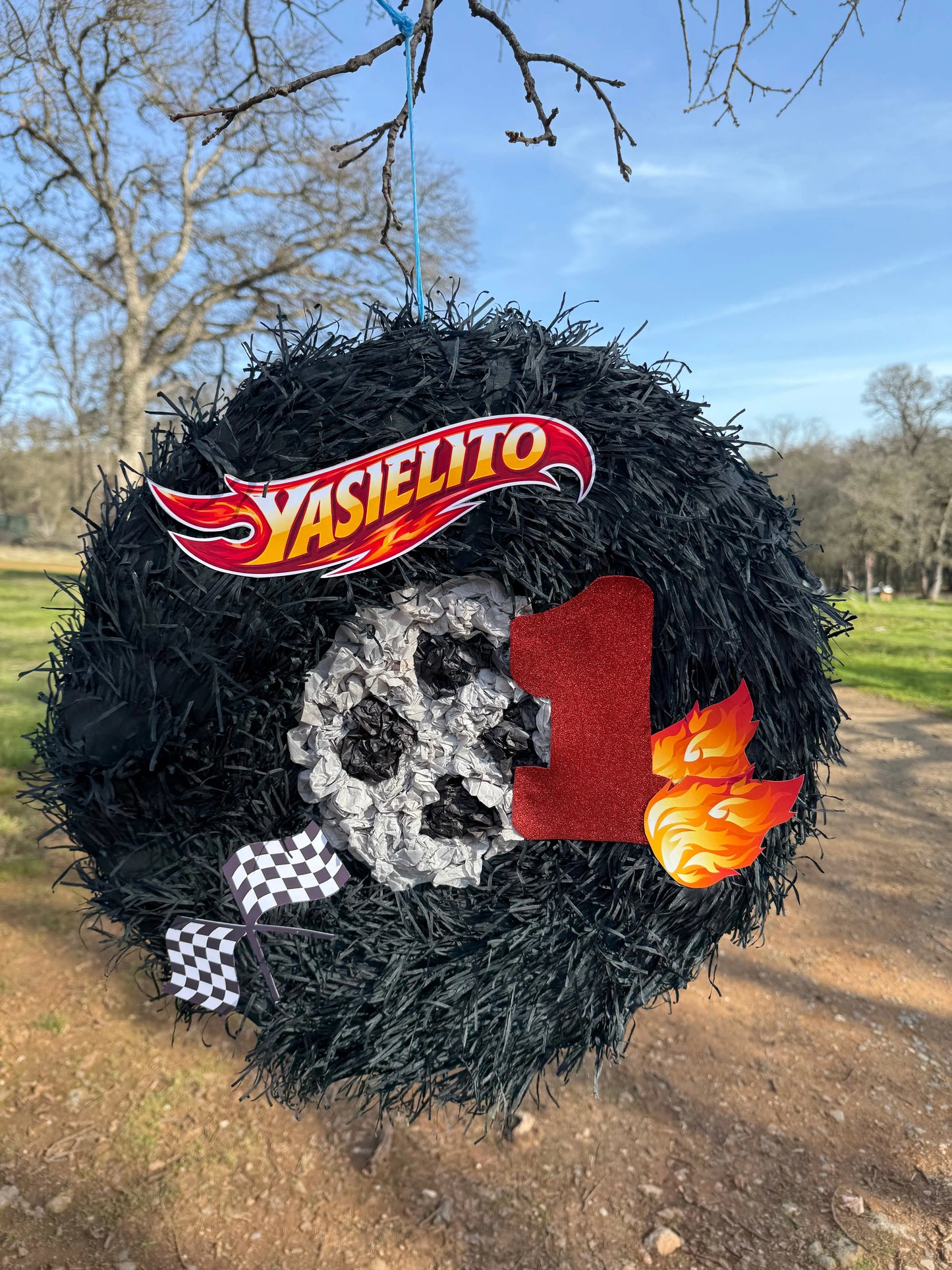 Racing Tire Inspired Piñata | Large Handmade 2D Car Party Decoration PinataBloom