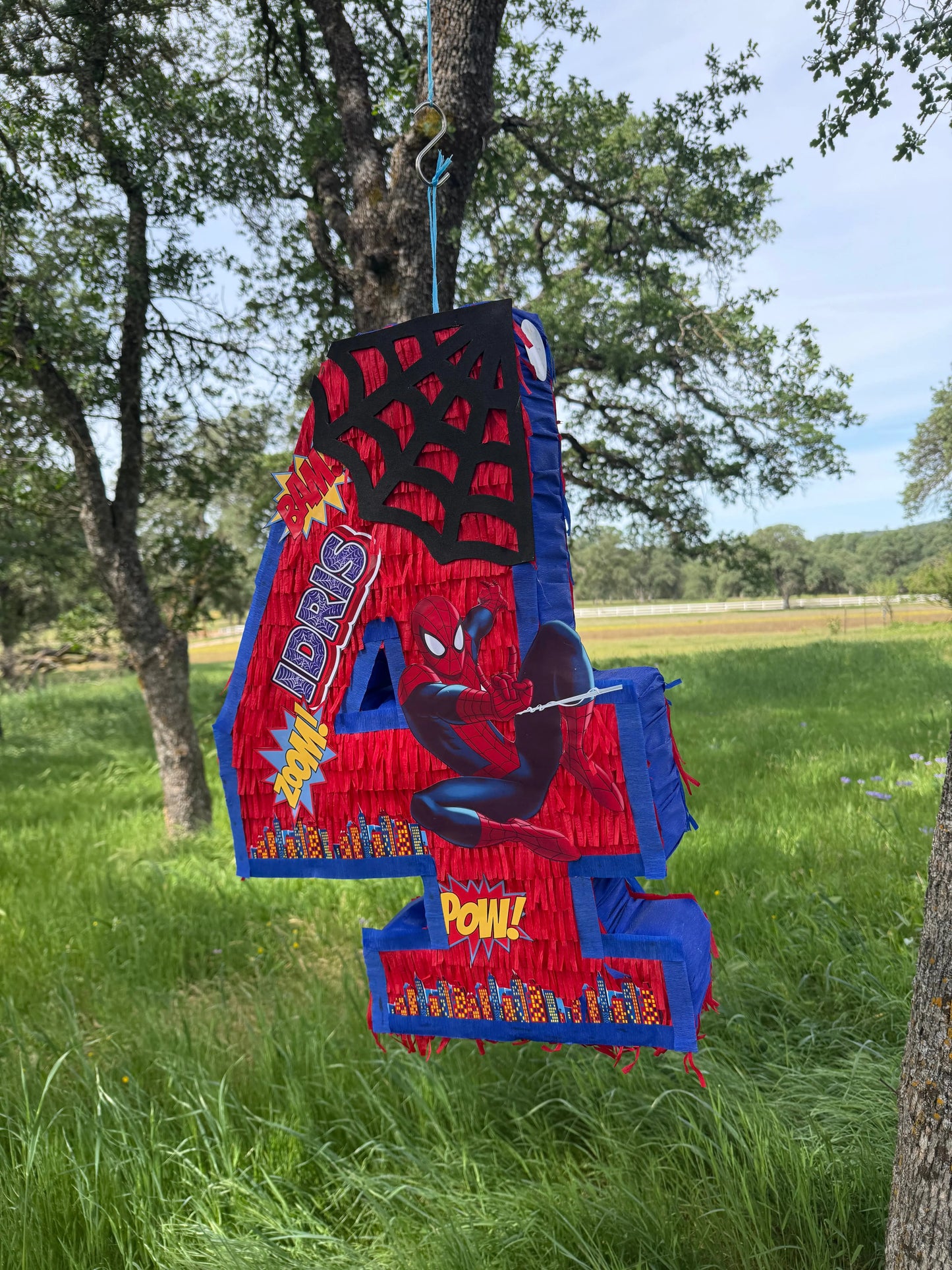 Superhero Web Hero Number Piñata | Large Handmade 2D Birthday Party Piñata PinataBloom
