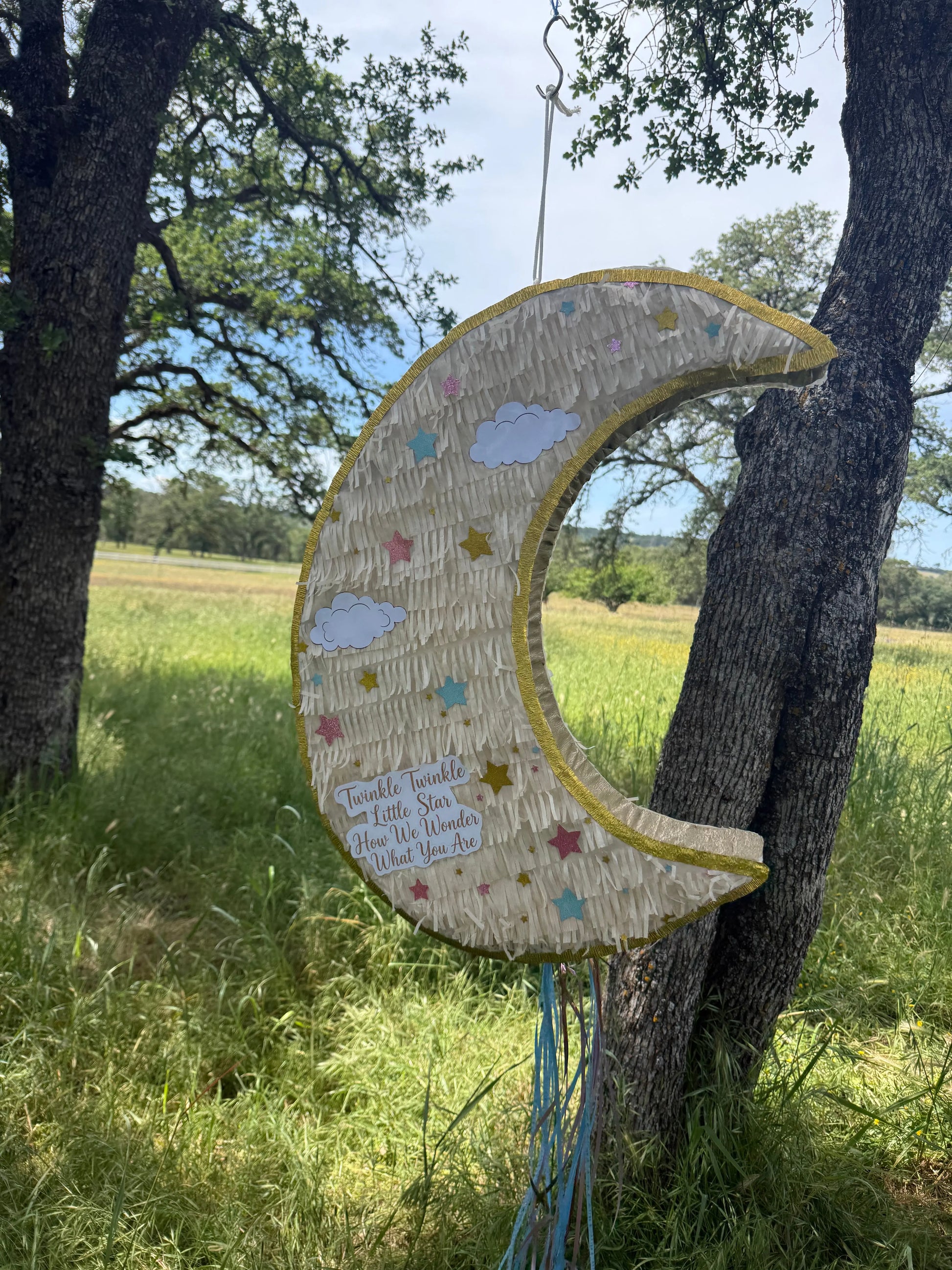 Baby Shower Moon Piñata 26x20 for Party Decorations | Large Handmade 2D Party Piñata PinataBloom