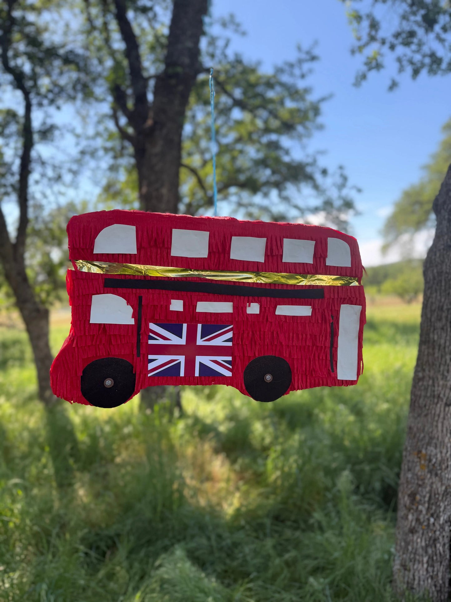London Bus Piñata for Birthday Party Decorations | Large Handmade 2D Party Piñata PinataBloom