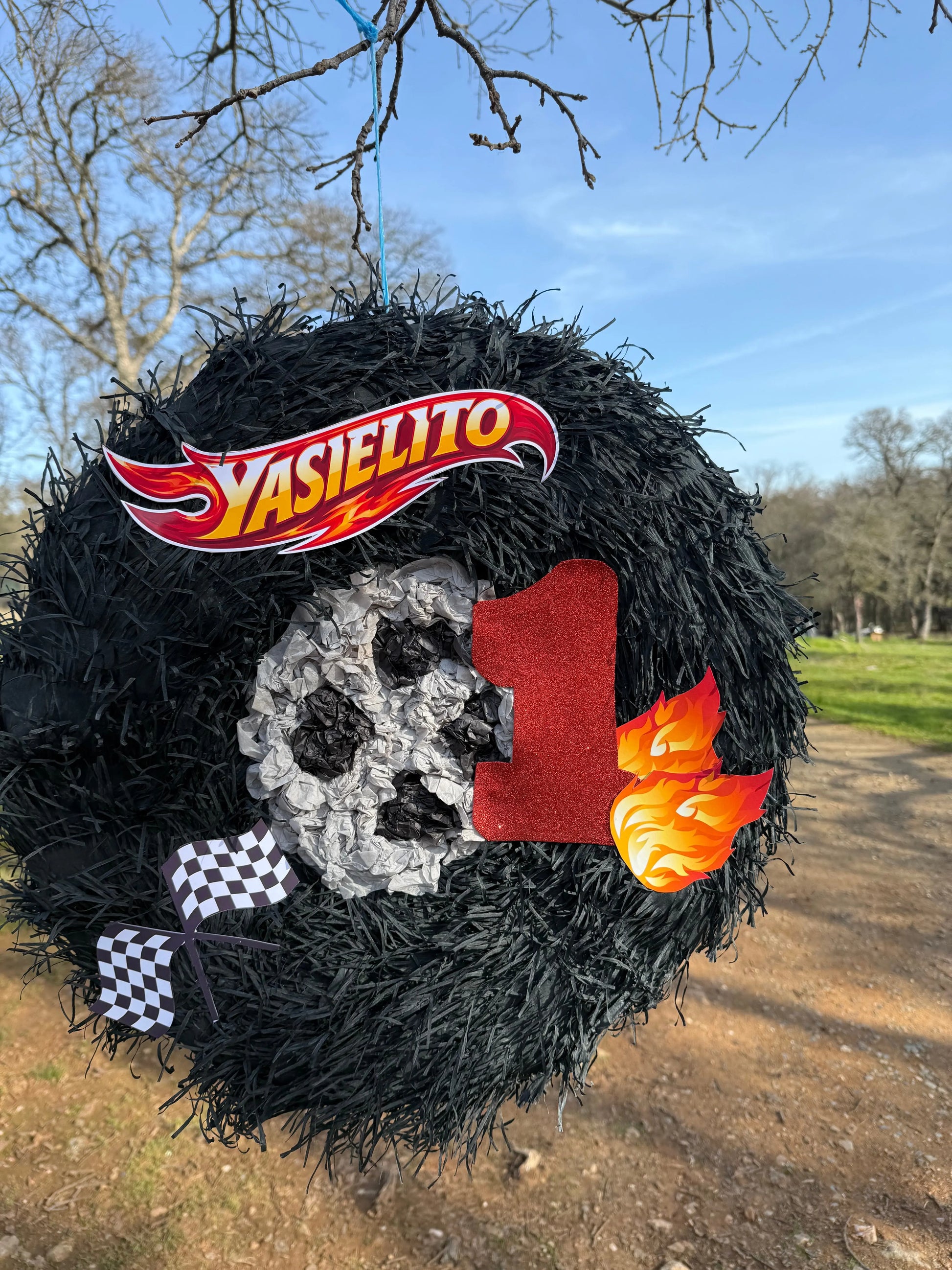 Racing Tire Inspired Piñata | Large Handmade 2D Car Party Decoration PinataBloom