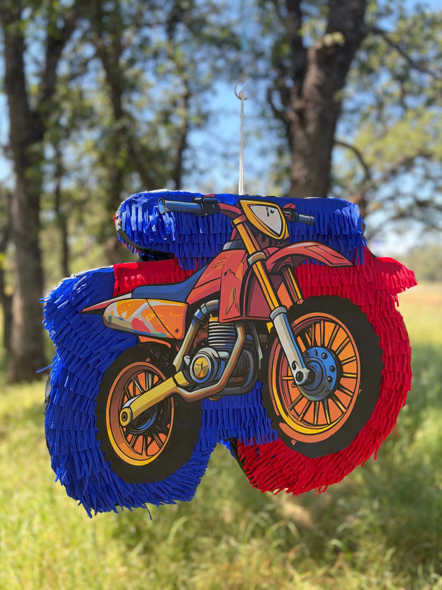 Handmade Dirt Bike Piñata | Motorcycle Birthday Party Decor 24"x18"x4" & 30"x20"x4" PinataBloom