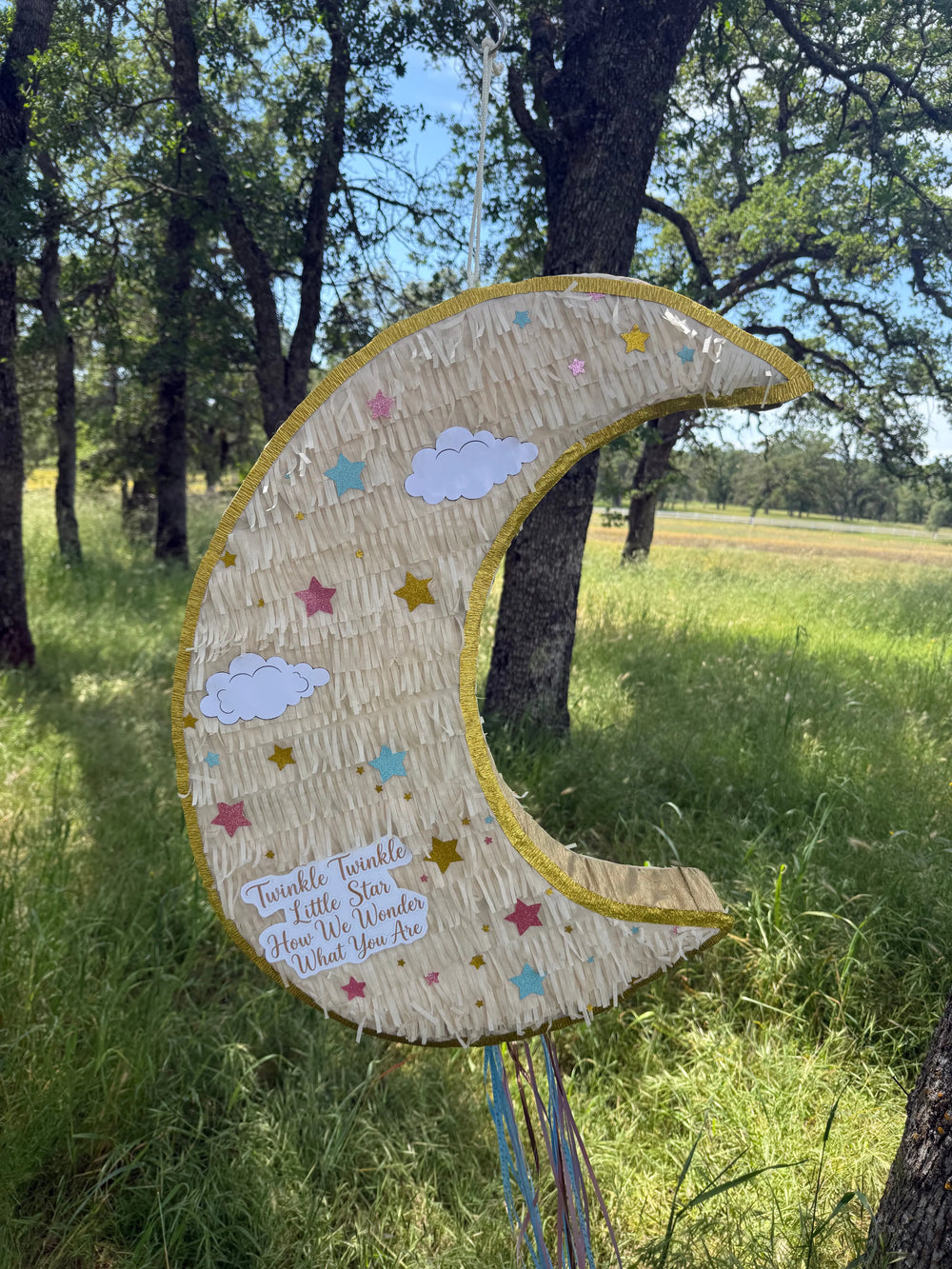 Baby Shower Moon Piñata 26x20 for Party Decorations | Large Handmade 2D Party Piñata