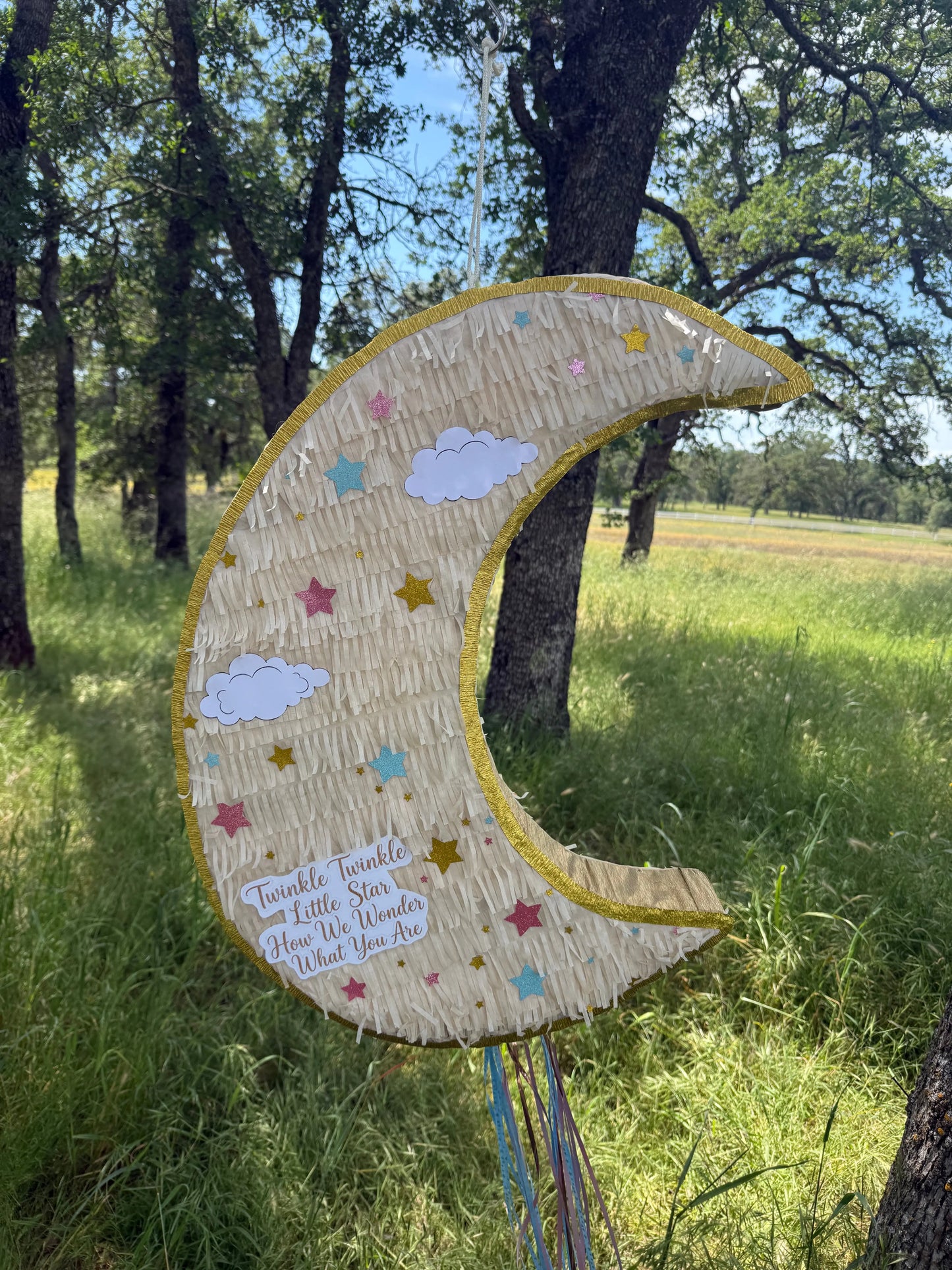 Baby Shower Moon Piñata 26x20 for Party Decorations | Large Handmade 2D Party Piñata PinataBloom