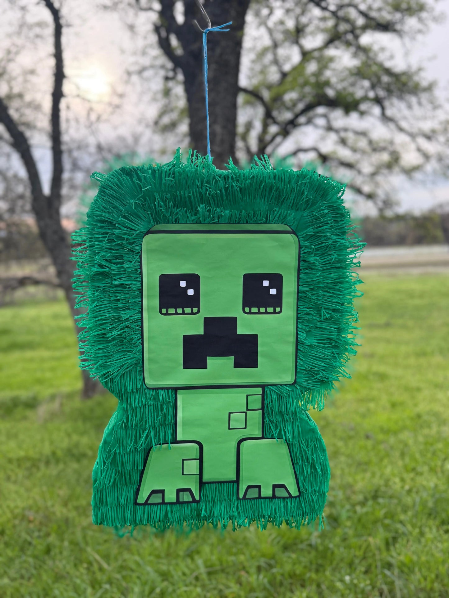 Minecraft Creeper Inspired Piñata for Birthday Party Decorations | Large Handmade 2D Party Piñata PinataBloom