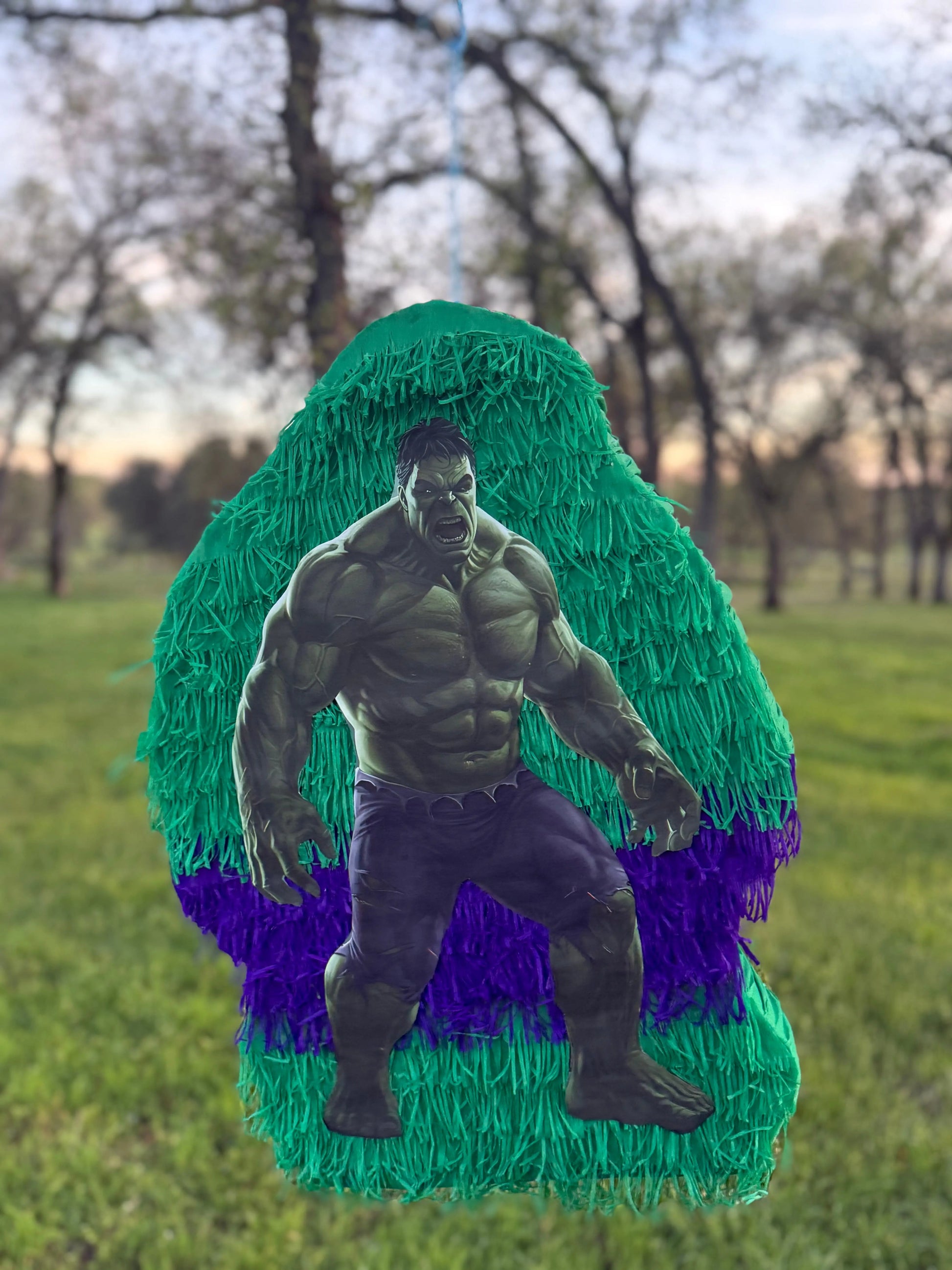Green Superhero Inspired Piñata | Large Handmade 2D Party Decoration PinataBloom