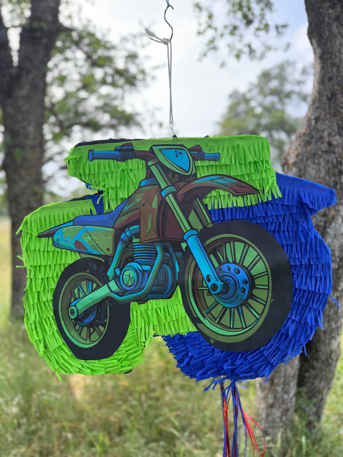Handmade Dirt Bike Piñata | Motorcycle Birthday Party Decor 24"x18"x4" & 30"x20"x4" PinataBloom