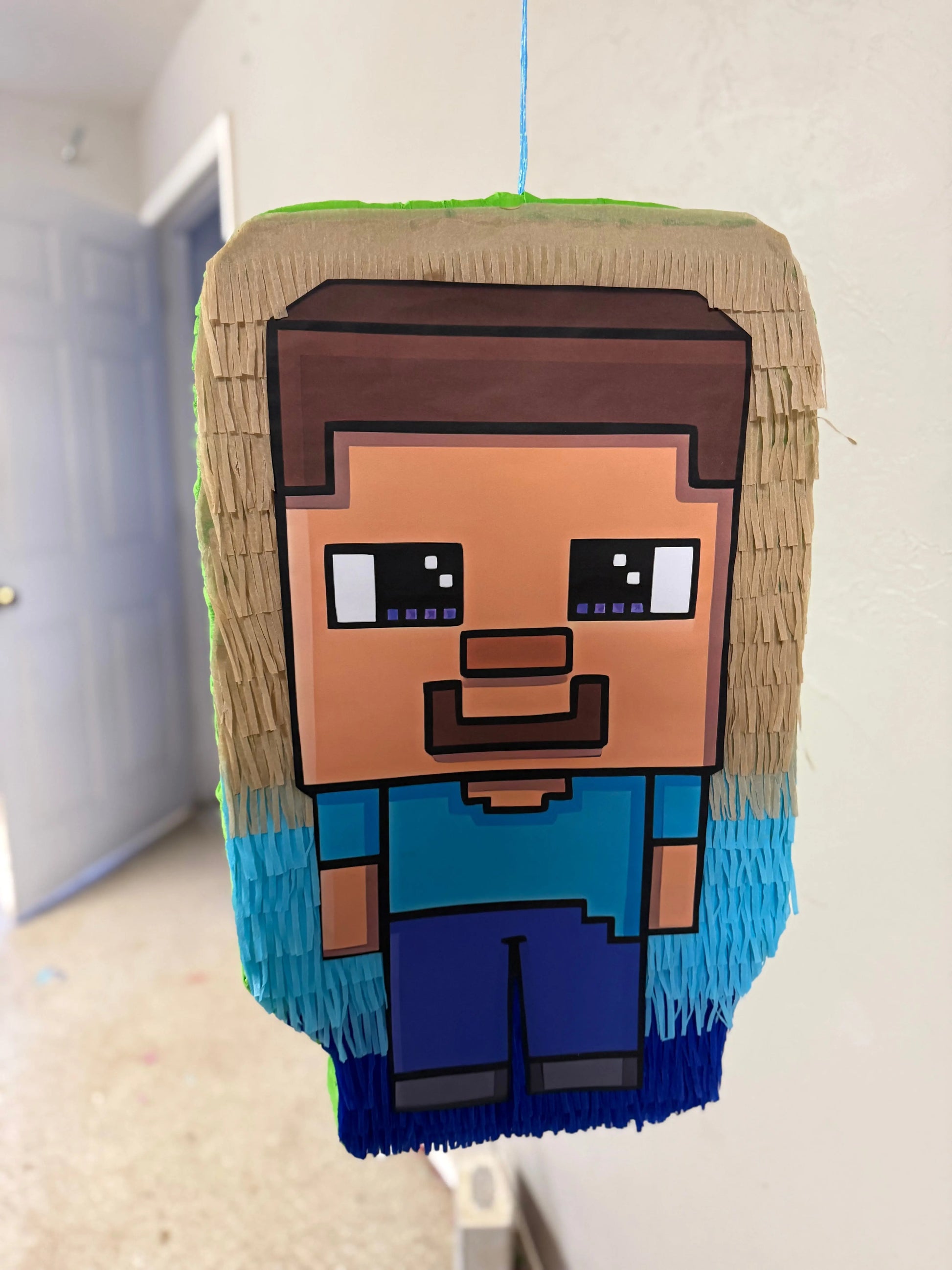 Minecraft Steve Inspired Piñata for Birthday Party Decorations | Large Handmade 2D Party Piñata PinataBloom