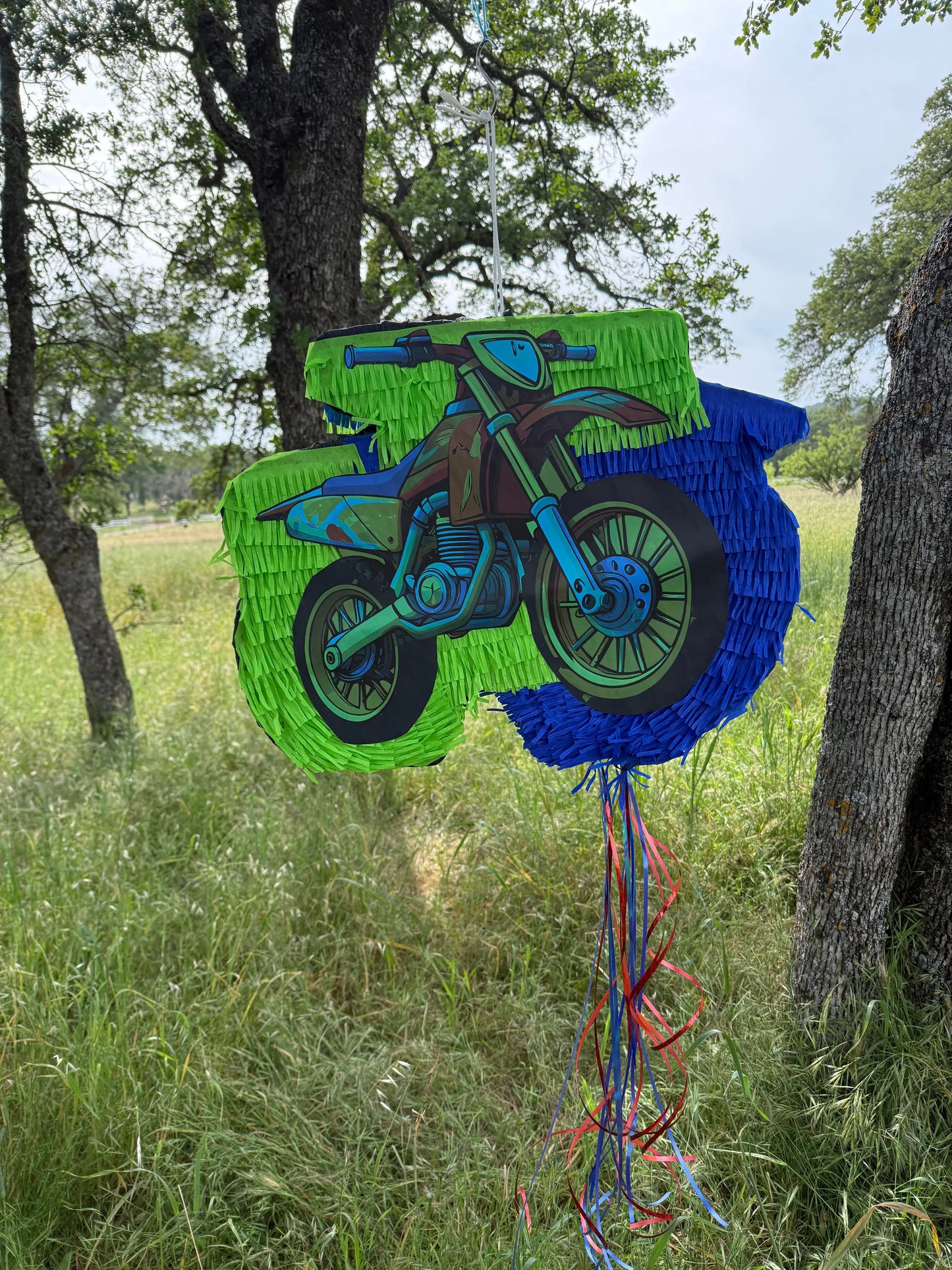 Handmade Dirt Bike Piñata | Motorcycle Birthday Party Decor 24"x18"x4" & 30"x20"x4" PinataBloom
