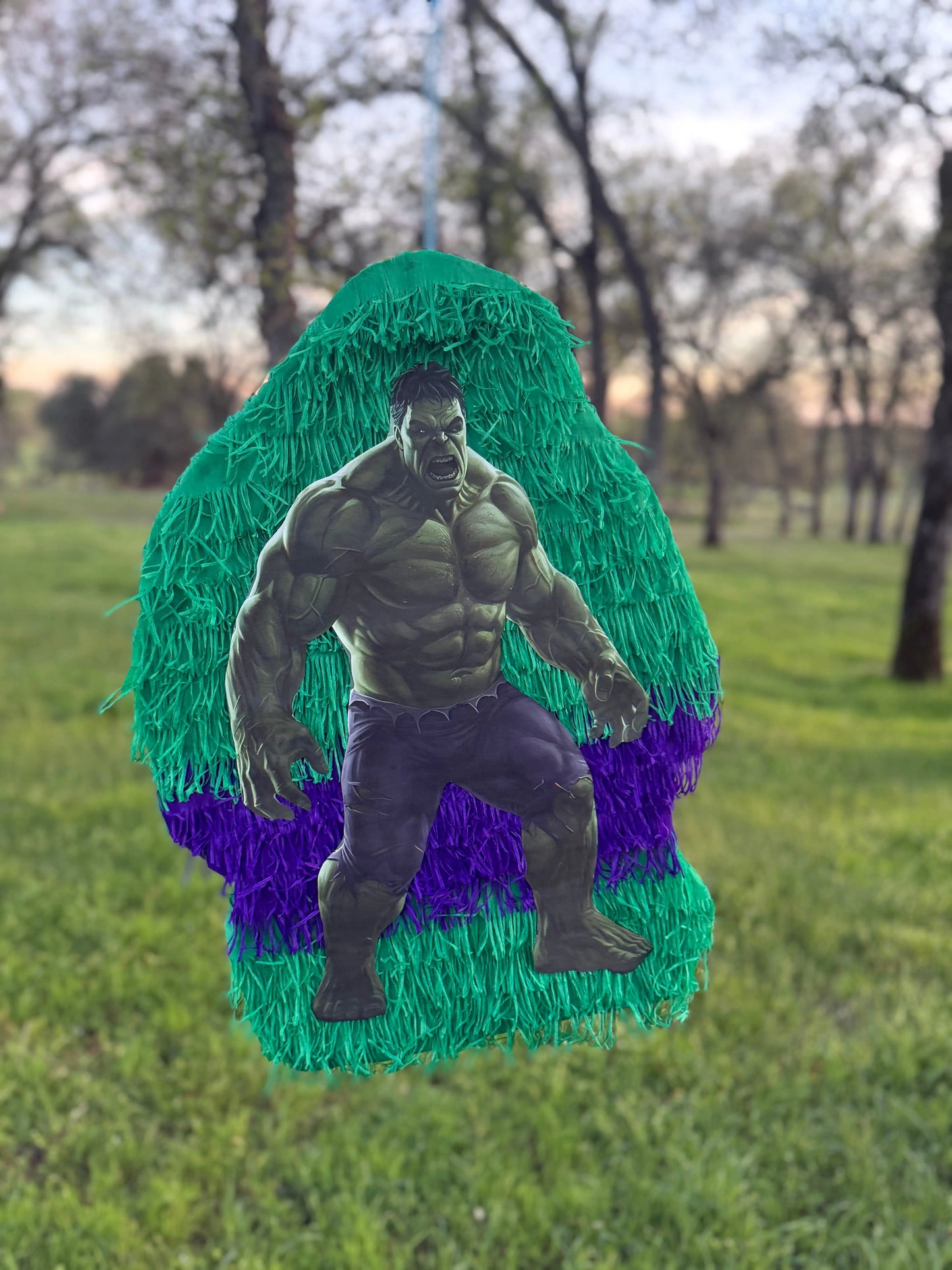 Green Superhero Inspired Piñata | Large Handmade 2D Party Decoration PinataBloom