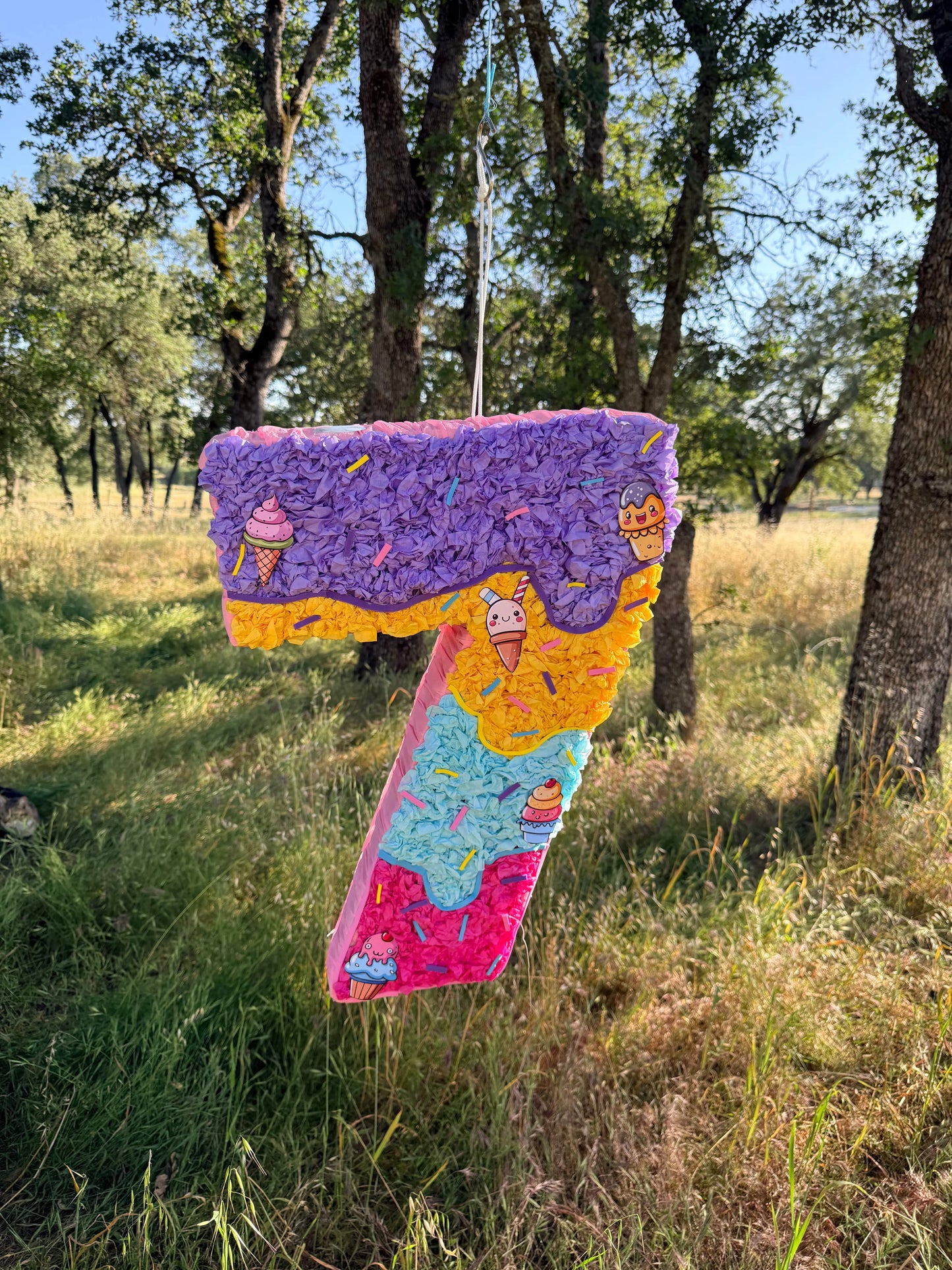 Ice Cream Number Piñata: Custom Birthday Party Decor 24"x18"x4" and 30"x20"x4" PinataBloom